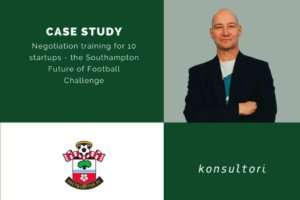 Negotiation training for 10 startups at the Southampton Future of Football Challenge